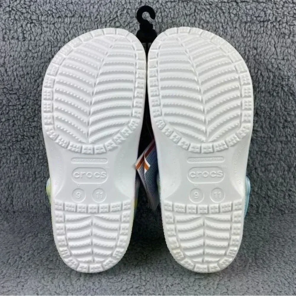 Crocs classic tie-dyed Clogs Graphic Unisex Womens 11 Mens 9‎ White Multi NEW